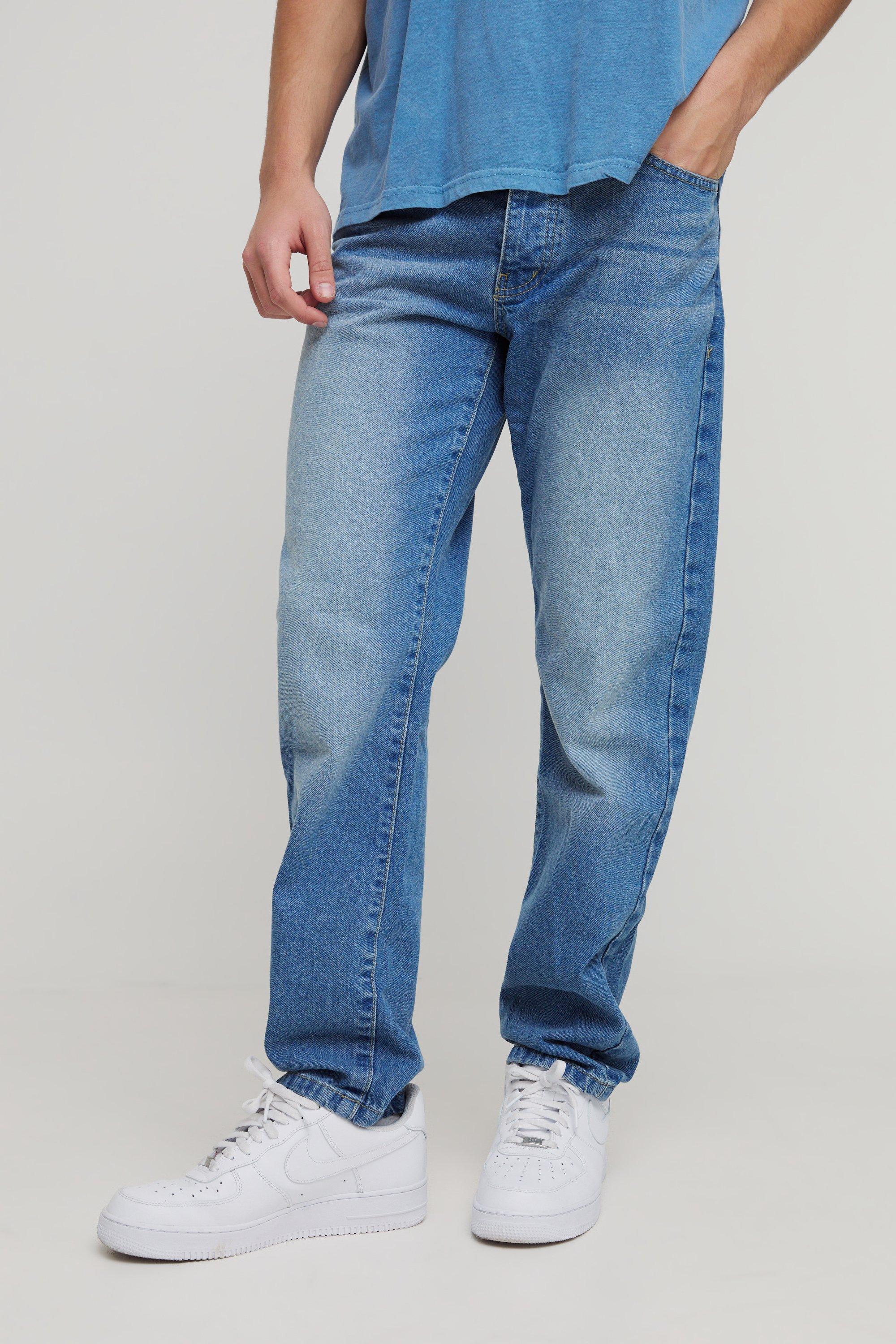 Mens Blue Straight Rigid Jean, Blue